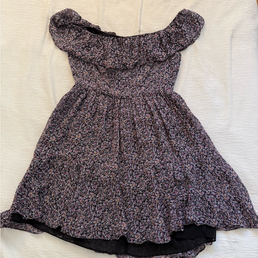 LoveShackFancy Floral Off-Shoulder Mini Dress